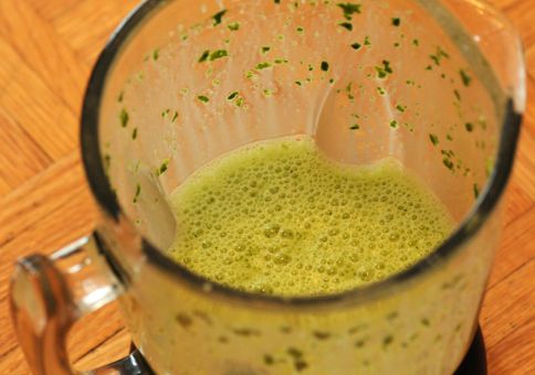 Blended spinach and cream and eggs