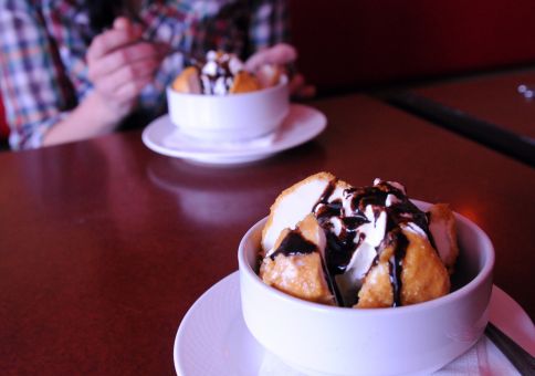 Deep-fried ice cream for two
