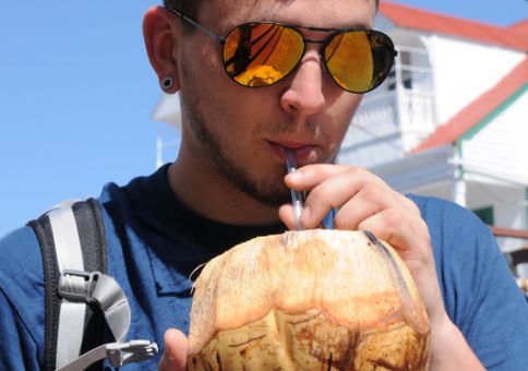 30) Drink water from a coconut